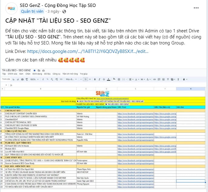 Tài liệu SEO - SEO GenZ trên Facebook Group